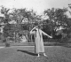 Hildred in yard dressed as Indian maiden